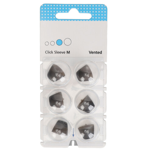 (M) 6x Silicone Click Sleeve Ear Protector Washable Amplifier Black L
