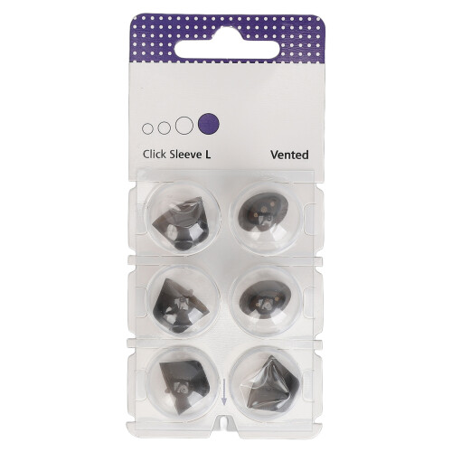 (L) 6x Silicone Click Sleeve Ear Protector Washable Amplifier Black L