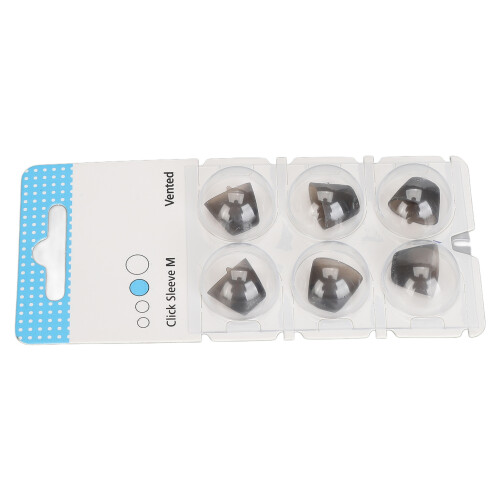 (M) 6x Silicone Click Sleeve Ear Protector Washable Amplifier Black L 1