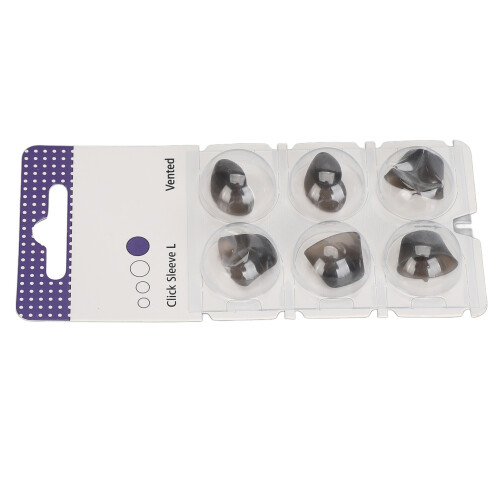 (L) 6x Silicone Click Sleeve Ear Protector Washable Amplifier Black L 1