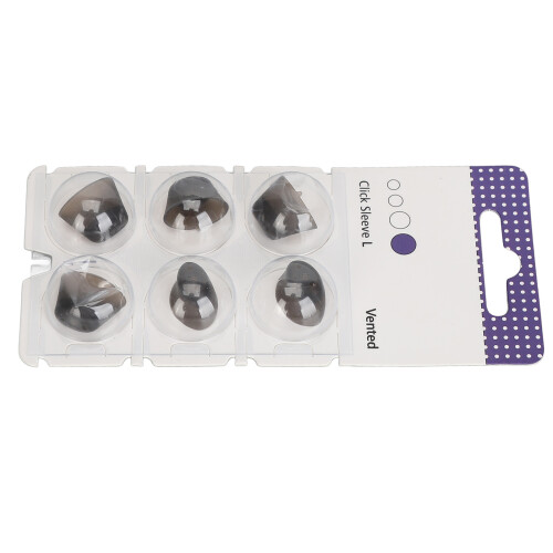 (L) 6x Silicone Click Sleeve Ear Protector Washable Amplifier Black L 2