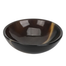 Ox Horn Small Bowl Yellow Round Fine Workmanship Sleek Surface Guasha