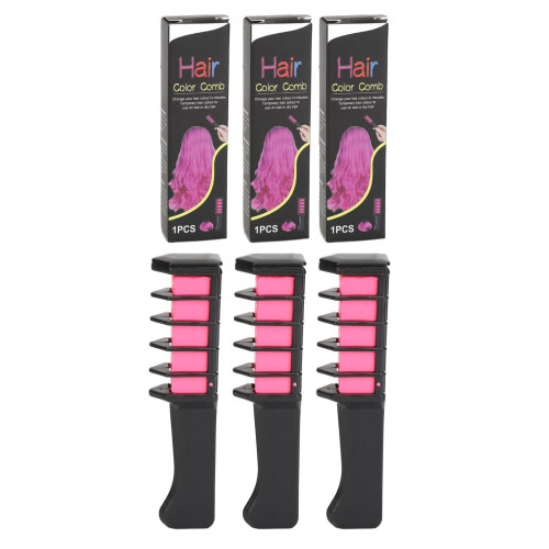 3x Hair Chalk Comb Temporary Pink Washable