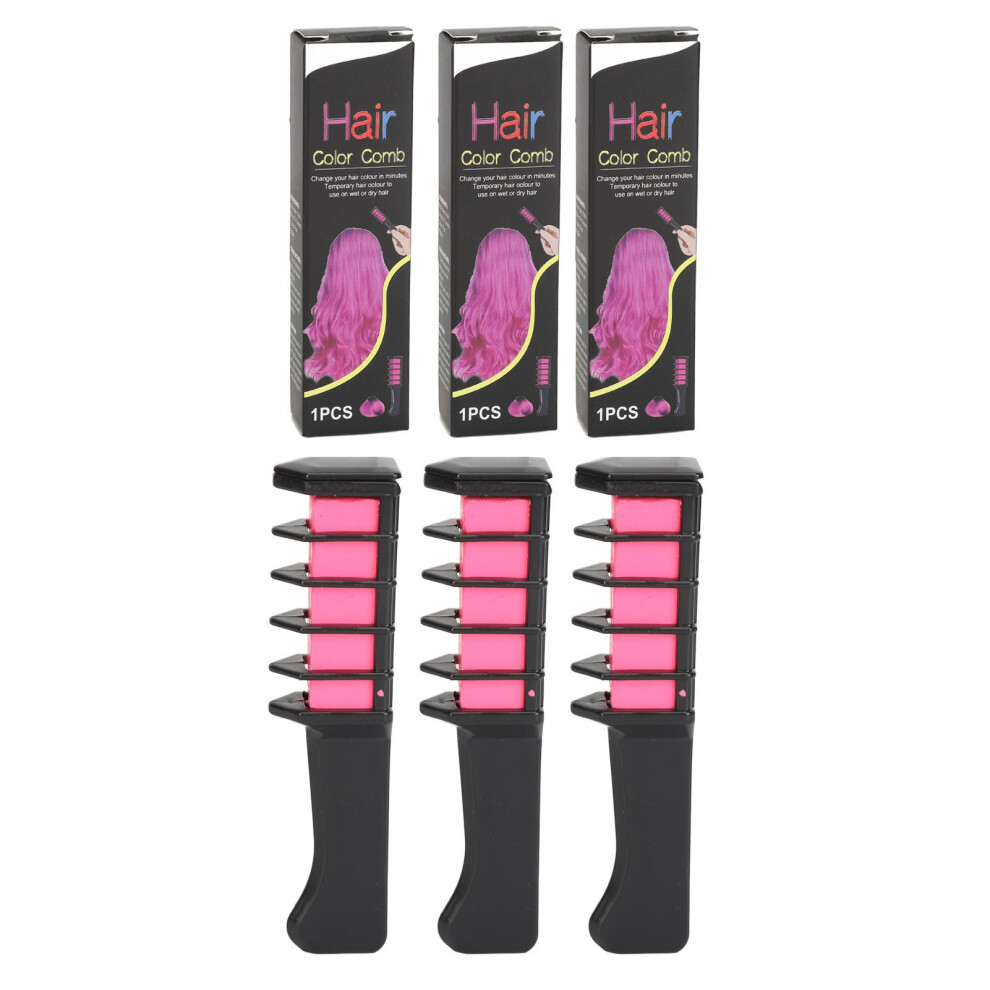Pink 3Pcs Hair Chalk Comb Temporary Color Washable