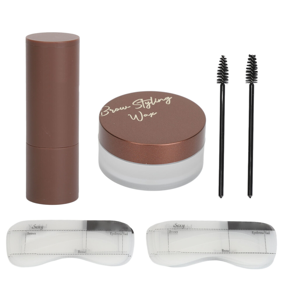 Brown (01 Deep ) Eyebrow Powder Stamp Kit 2 Brushes 20 Stencils 01 Deep