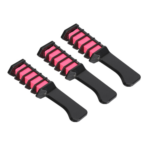 3x Hair Chalk Comb Temporary Pink Washable 1