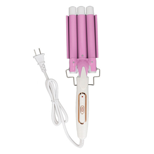 (US Plug) 3 Barrel Curling Wand Quick Heat EU Plug 100-240V