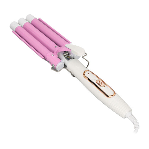 (US Plug) 3 Barrel Curling Wand Quick Heat EU Plug 100-240V 1