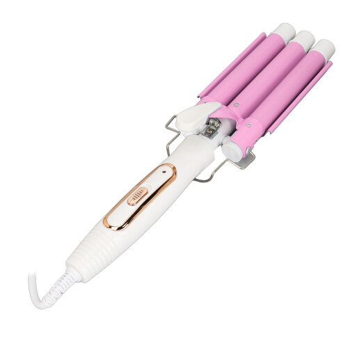 (US Plug) 3 Barrel Curling Wand Quick Heat EU Plug 100-240V 2
