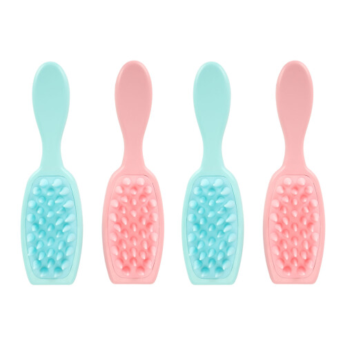 4pcs Long Handle Shampoo Brush Ergonomic Scalp Massaging Pink Blue 2