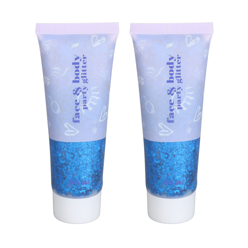 (01 Peacock Blue) Sequin Gel Safe Face Body Glitter 2pcs Peacock Blue