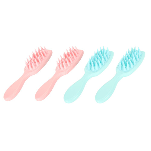 4pcs Long Handle Shampoo Brush Ergonomic Scalp Massaging Pink Blue 1