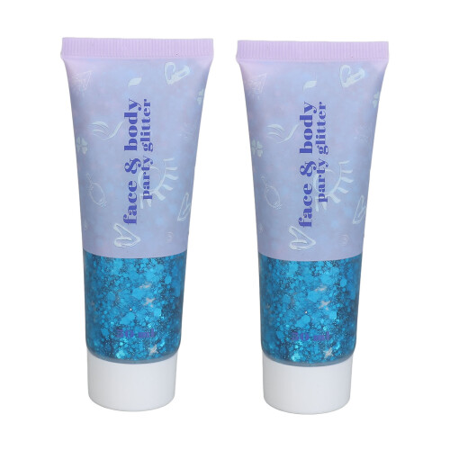 (Sky Blue) Körperglitzer-Gel 50ml 2er Himmelblau