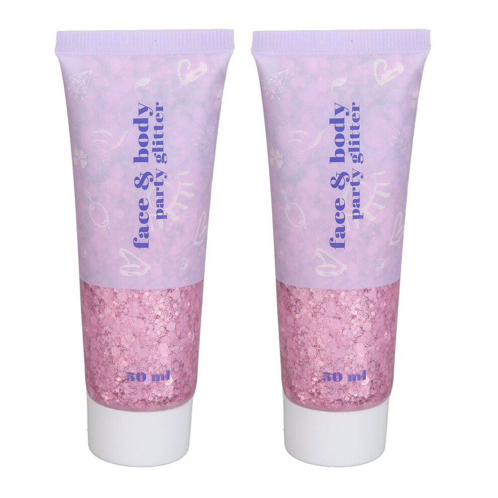 (Pink) Body Glitter Gel 50ml 2pcs Pink