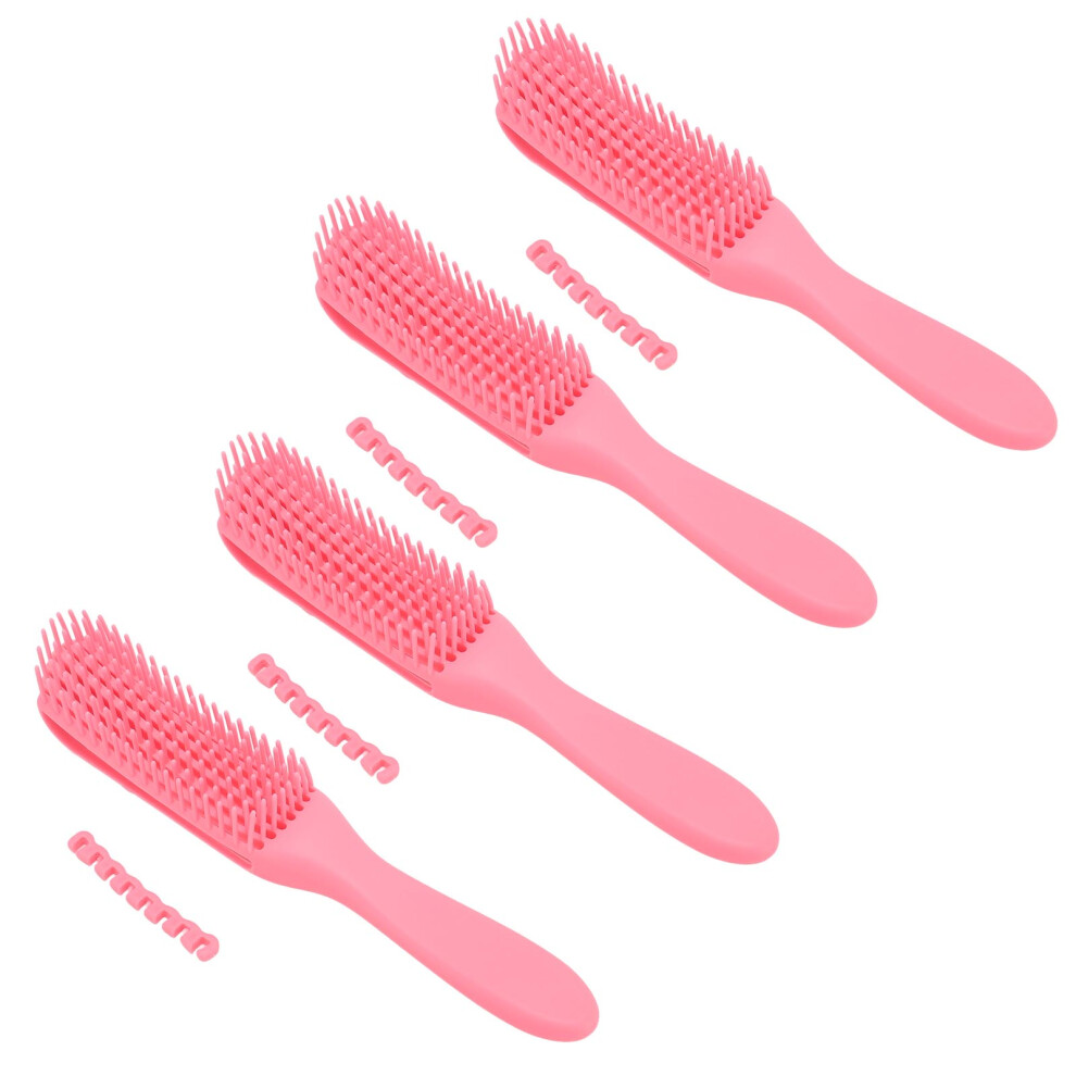 4pcs 8 Row Detangler Brush Hollow Adjustable Width Fine Tooth Comb