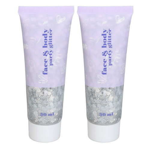 (Silver) 2x Holographisches Glitter-Gel Lila 50ml