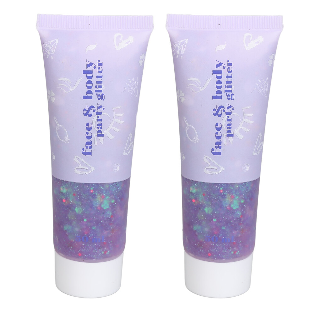 (Brilliant Purple) 2Pcs Face and Body Glitter Gel Holographic 50ml Brilliant Purple