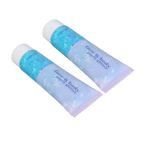 (09 Blue) 2x Körperglitzer-Gel 50ml 09 Blau 1
