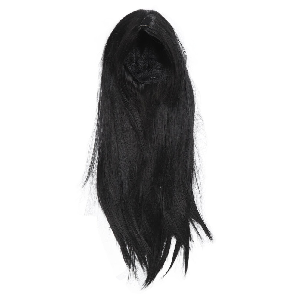 Middle Part Black Straight Long Wig Synthetic Breathable