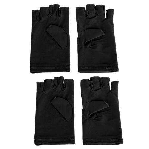 (Black) Guanti UV Dita Scoperte Traspiranti per Manicure 1