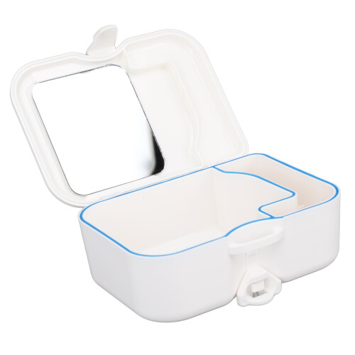 Denture Storage Box with Mirror & Deep Clean Brush 1