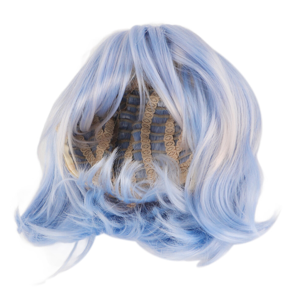 Blue Short Synthetic Wig High Temp Fashionable Breathable Wavy