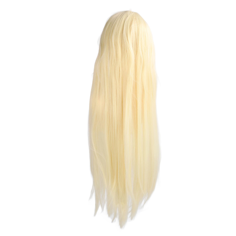 Unisex Gold Women Long Blonde Wig Bangs Synthetic Heat Resistant Pale Cosplay