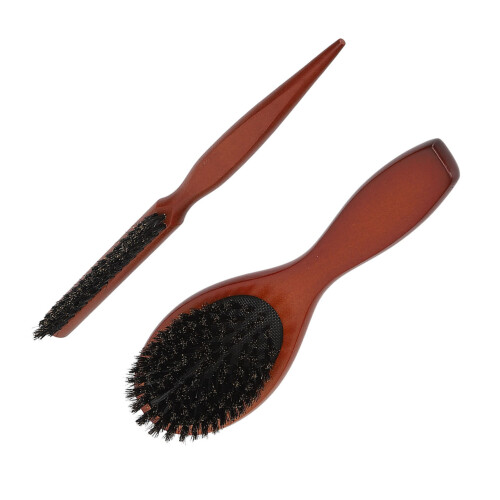 2x Heren Paddle Haarborstel Set Houten Handvat Kam 2