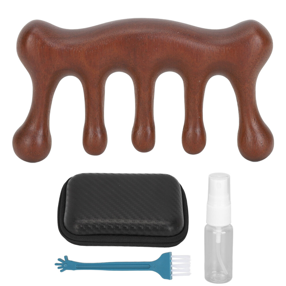 Unisex Golden Sandalwood Gua Sha Comb Wide Tooth Wooden Meridian Massage 20Ml Oil