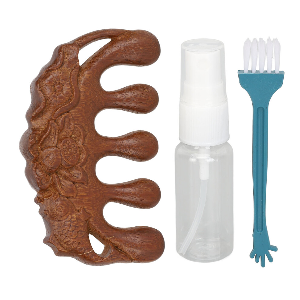 Golden Sandalwood Gua Sha Comb Wide Tooth Wood Meridian Massage With 20Ml Oil