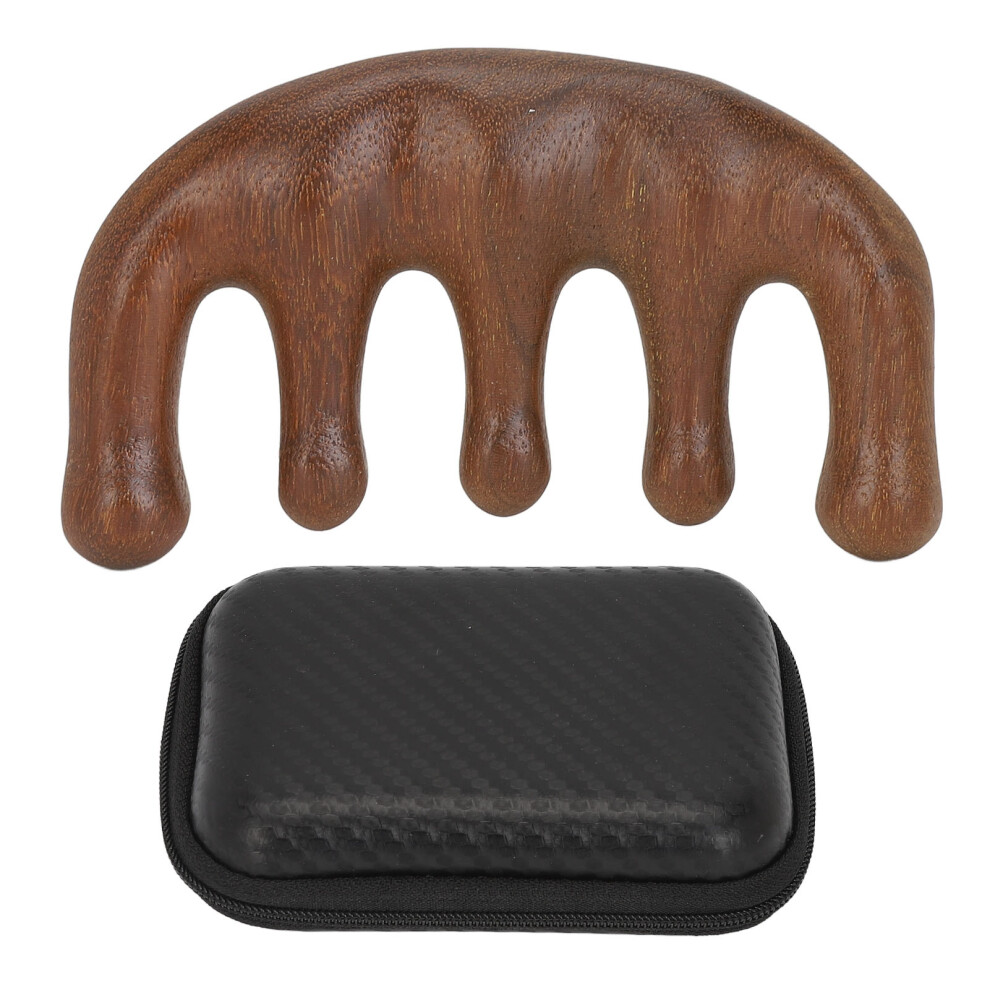 Gold Meridian Massager Scalp Comb 5 Balls Wire Sandalwood Wide Tooth