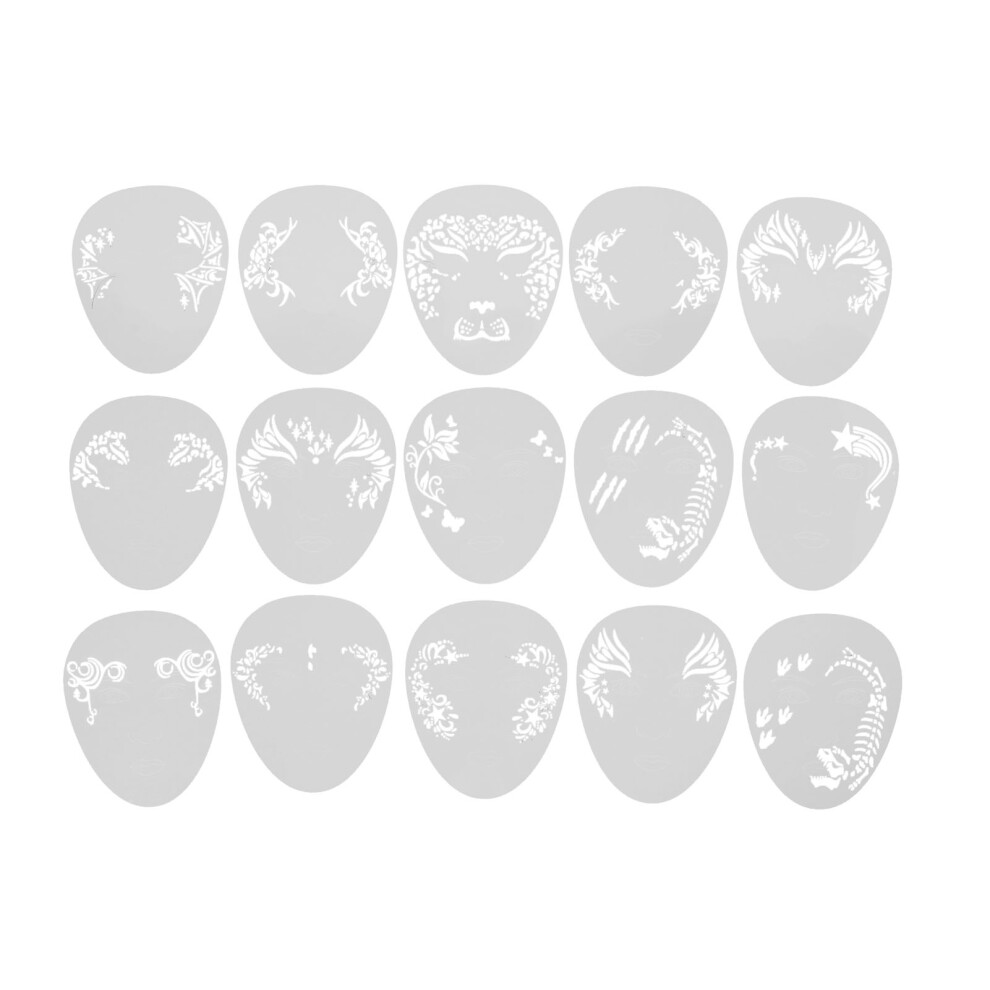 15 Pcs Face Paint Stencils Set PP Reusable DIY Art Template