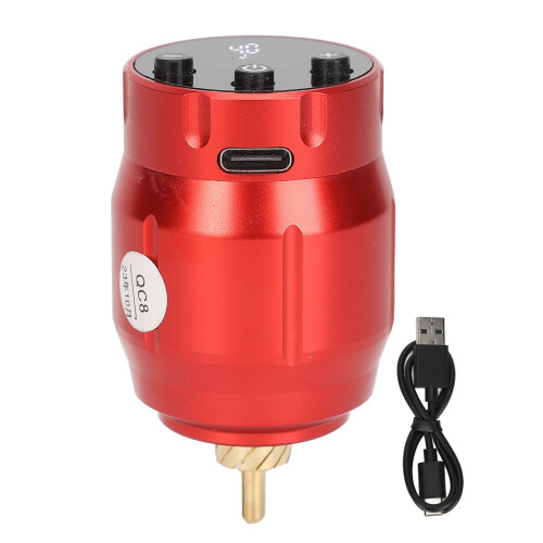 (Red) Tattoo Power Supply 1500mAh RCA USB Display Silver