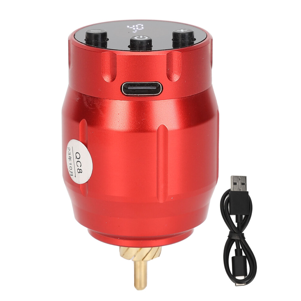 () Tattoo Wireless Power Supply 1500Mah Rca Digital Display Usb Red/Silver 461605364155