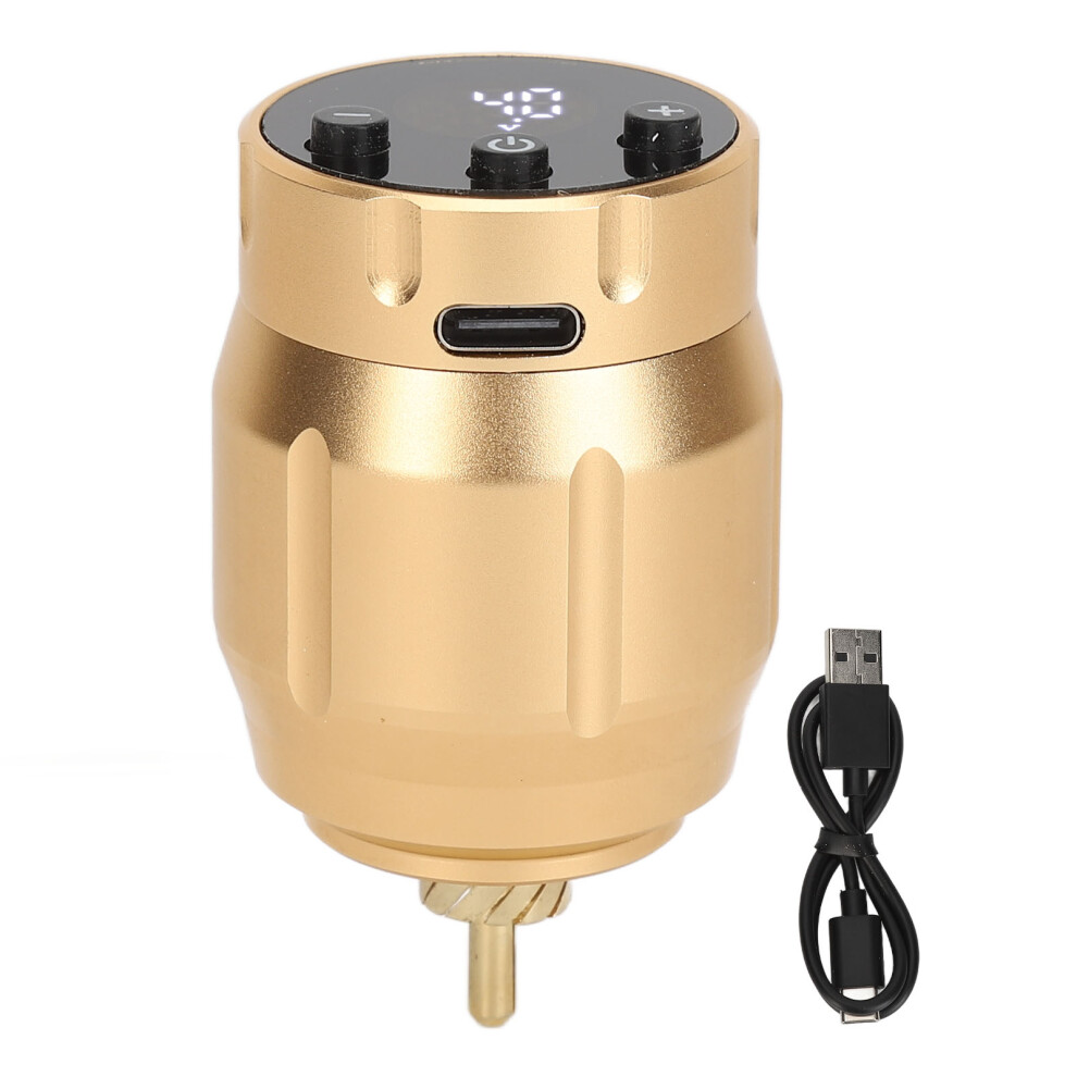 () Tattoo Wireless Power Supply 1500Mah Rca Digital Display Usb Gold/Silver 461605364179