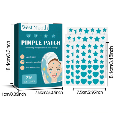 Hydrocolloid Acne Patch Repair Pimple Clearing 216pcs