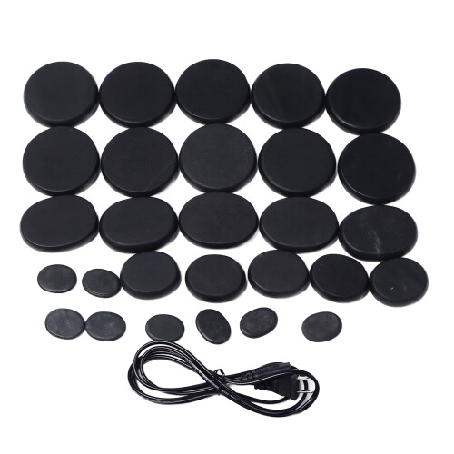 (28pcs) Hot Stones Kit Aluminium Verwarmer Spa 1