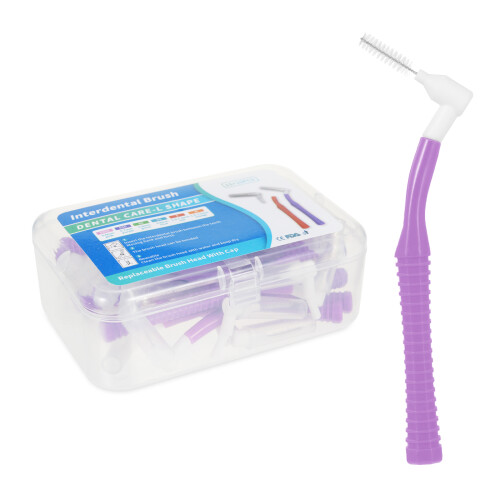 L-Shaped Interdental Brush Set 15+10PCS Replaceable Head Cap Storage 1
