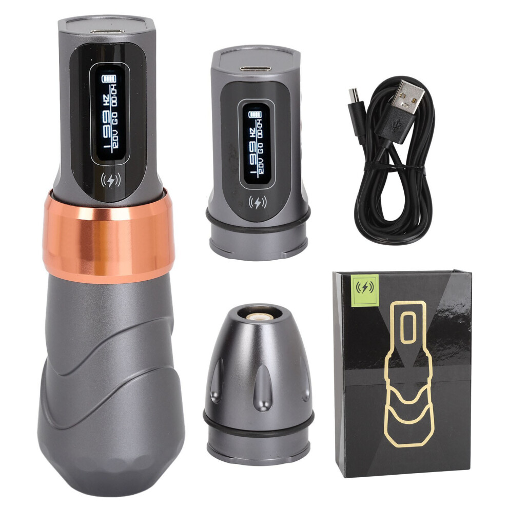 (Grey) Wireless Tattoo Machine 2000Mah Dual Battery Liner Shader Rotary Rca Grey 461605366821