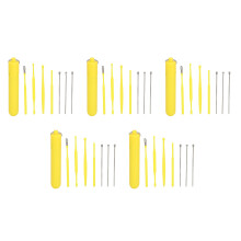 (Yellow) 5x 7pcs Stainless Steel Ear Cleaning Kit Black