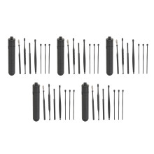 (Black) 5x 7pcs Stainless Steel Ear Cleaning Kit Black