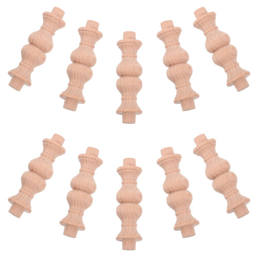 10St Handgjord Träbaluster 63 Mm För Inredning