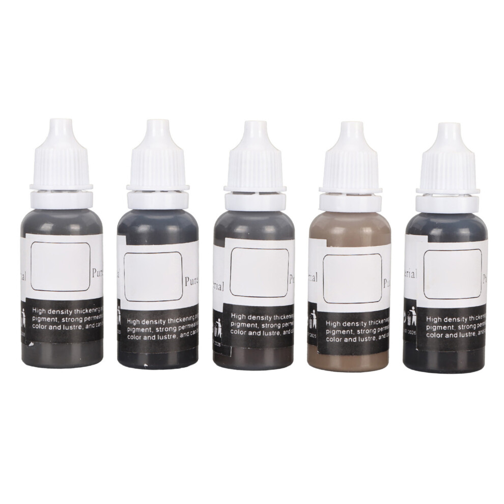 Black/Dark/Brown 5Pcs 15Ml Tattoo Ink Set High Concentration Microblading Pigments