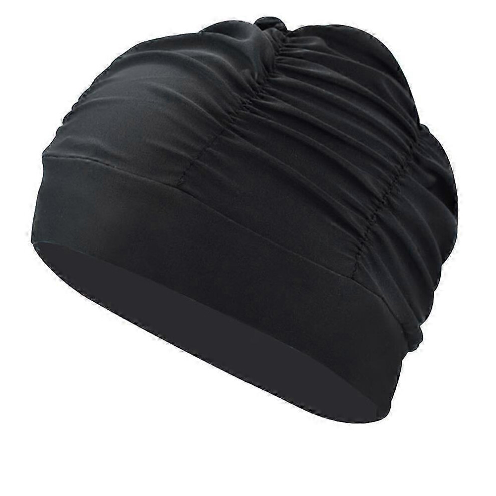 Kikidex (As Show, Pink) Swim Caps For Women Swimming Nylon Pleated Swim Cap For Long Hair Large High Elastic Bathing Cap Swim Hats For Thick Curly Long Hair