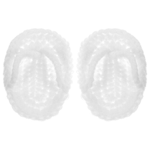1 Par Stickade Slippers, Viskade För Nyfödd (Vit) 1
