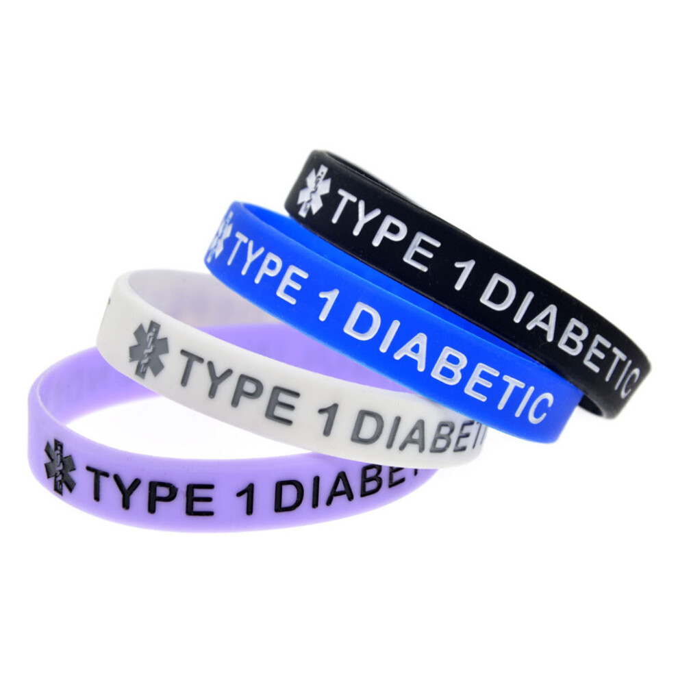 Black/Blue/Purple Type 1 Diabetic Insulin Dependent Medical Alert Id Silicone