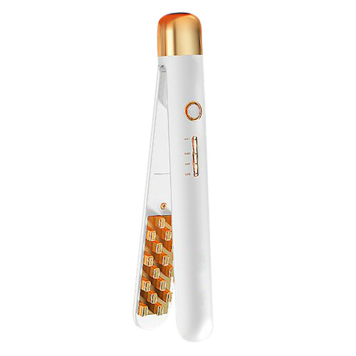 Mini 3D Grid Hair Crimper Portable Electronic Curling Iron White 1