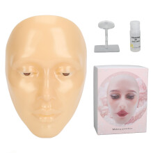 (Yellow) 5D Silikon-Übungskopf für Make-up, Augen, Anfänger, 20ml Entferneröl