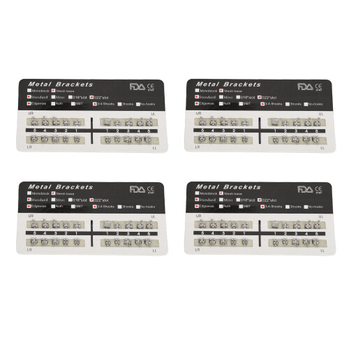 200x Dental Brackets Highly Polished Metal Teeth Black White 1