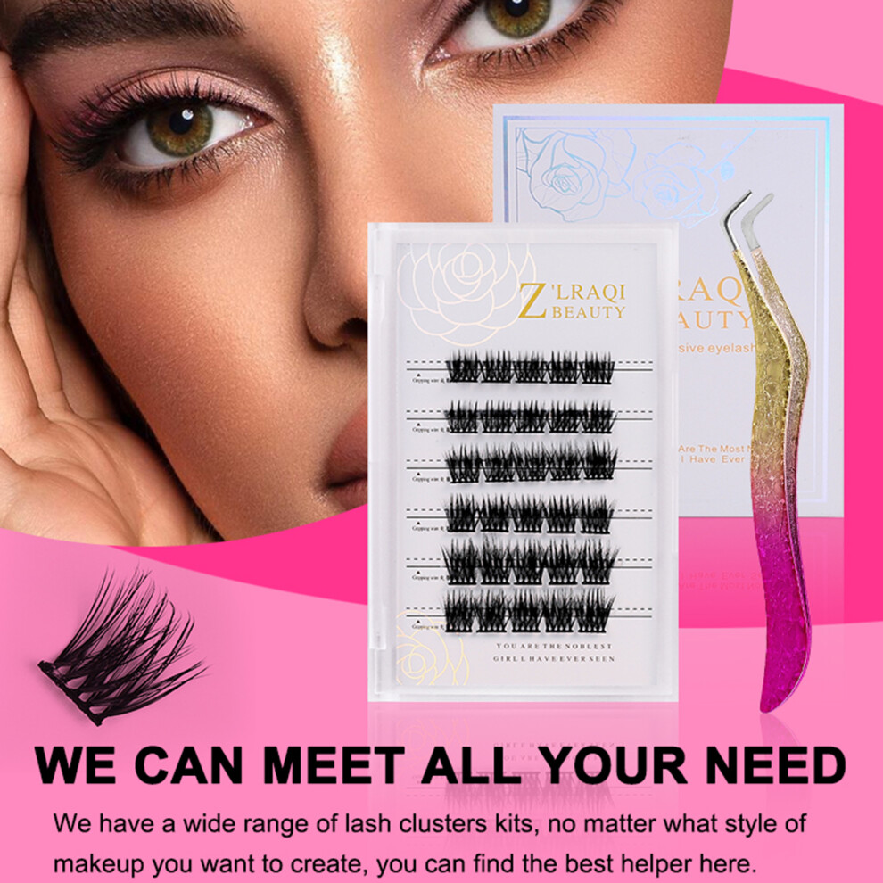 Self-Adhesive Cluster False Eyelashes Glue-Free Natural-Looking